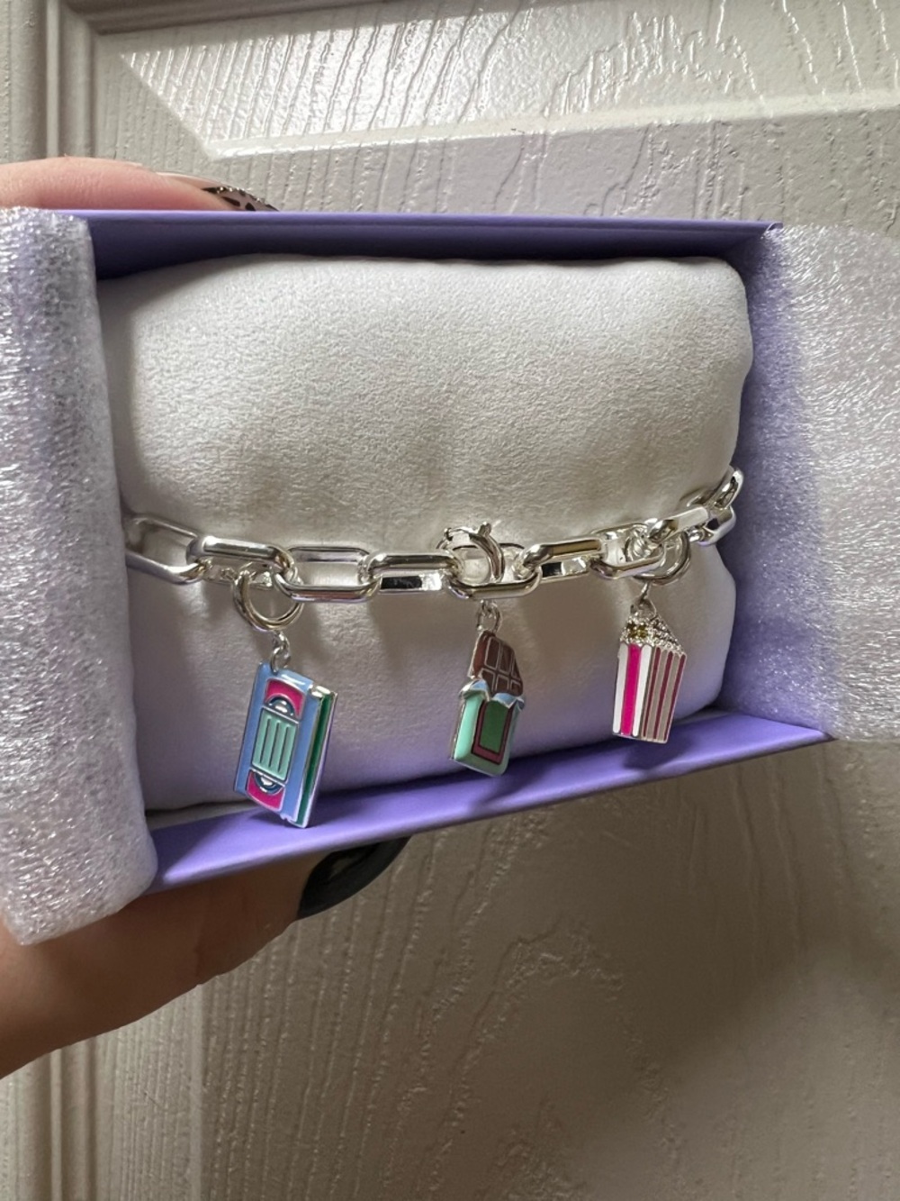 Silver Chain Charm Bracelet with Movie-Themed Enamel Charms - Picture 5 of 6